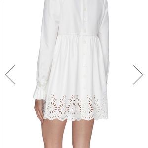 Miu Miu Scalloped Broderie Anglaise Hem Pleated Babydoll Dress